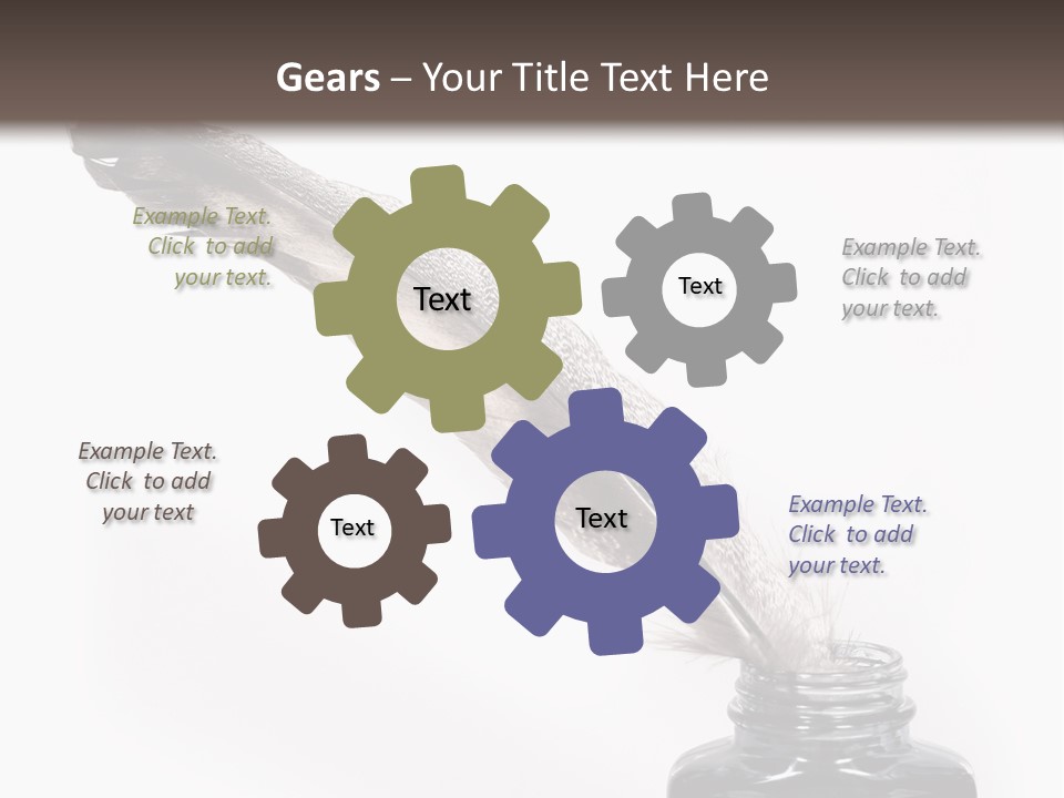 Feather Quill And Inkwell Over White Background PowerPoint Template