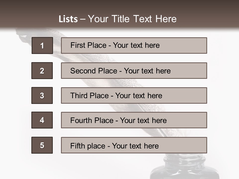 Feather Quill And Inkwell Over White Background PowerPoint Template