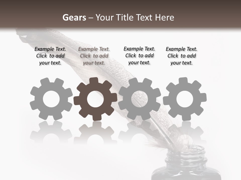 Feather Quill And Inkwell Over White Background PowerPoint Template