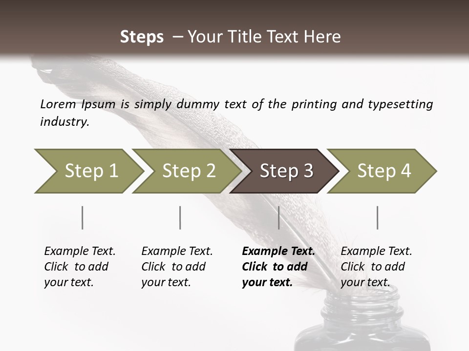 Feather Quill And Inkwell Over White Background PowerPoint Template
