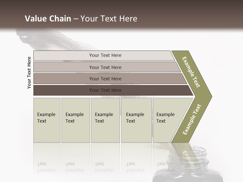 Feather Quill And Inkwell Over White Background PowerPoint Template