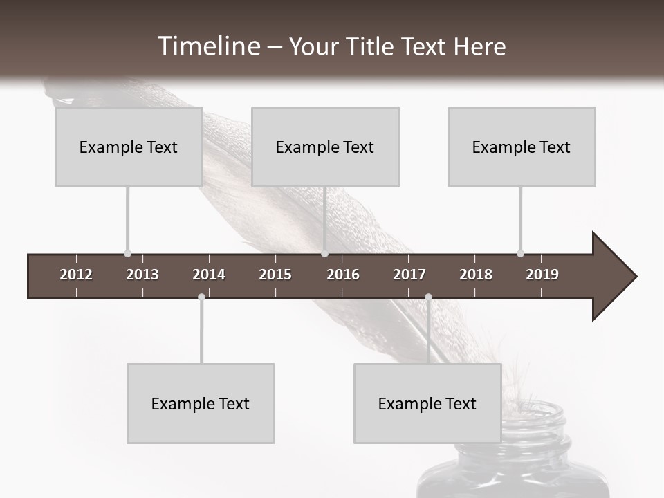 Feather Quill And Inkwell Over White Background PowerPoint Template