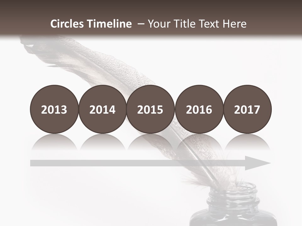 Feather Quill And Inkwell Over White Background PowerPoint Template