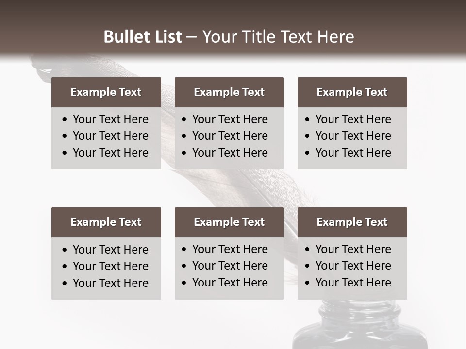 Feather Quill And Inkwell Over White Background PowerPoint Template