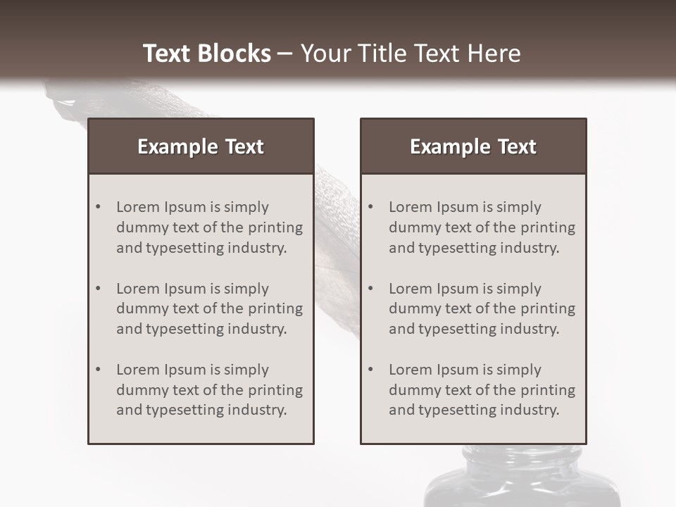 Feather Quill And Inkwell Over White Background PowerPoint Template