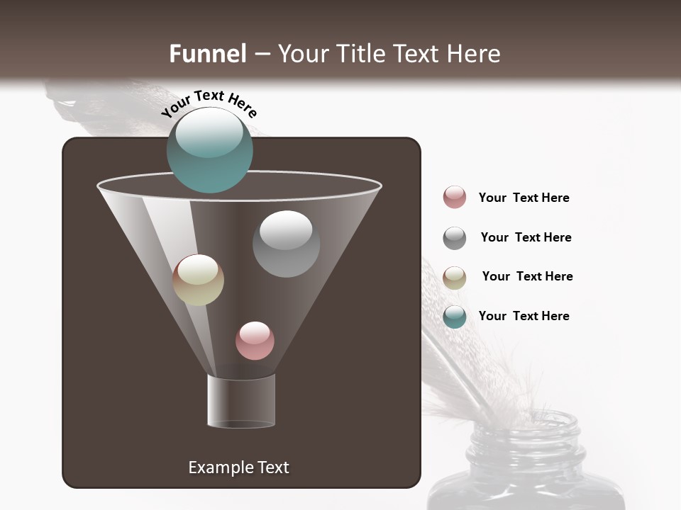 Feather Quill And Inkwell Over White Background PowerPoint Template