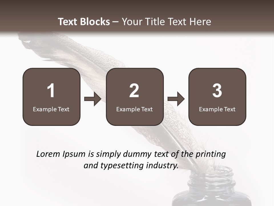 Feather Quill And Inkwell Over White Background PowerPoint Template