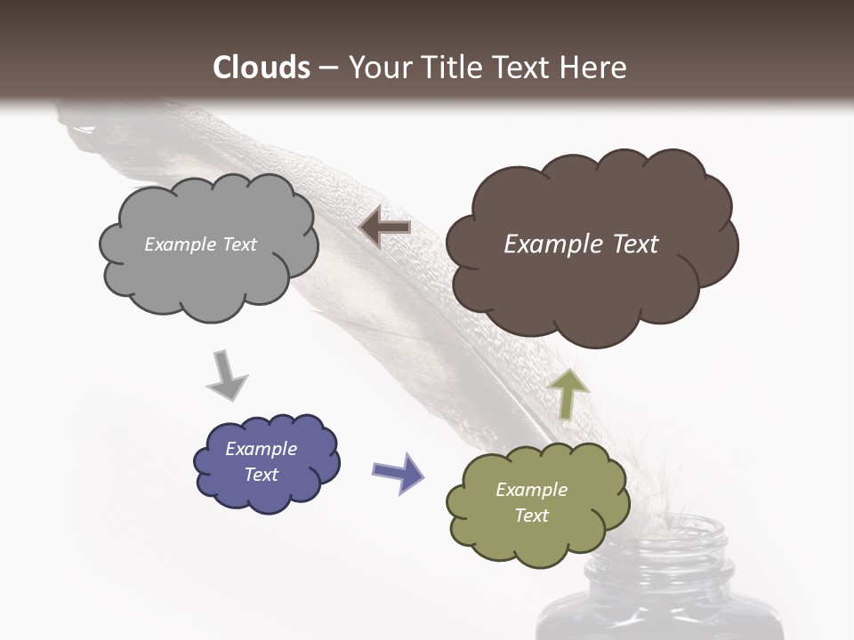 Feather Quill And Inkwell Over White Background PowerPoint Template