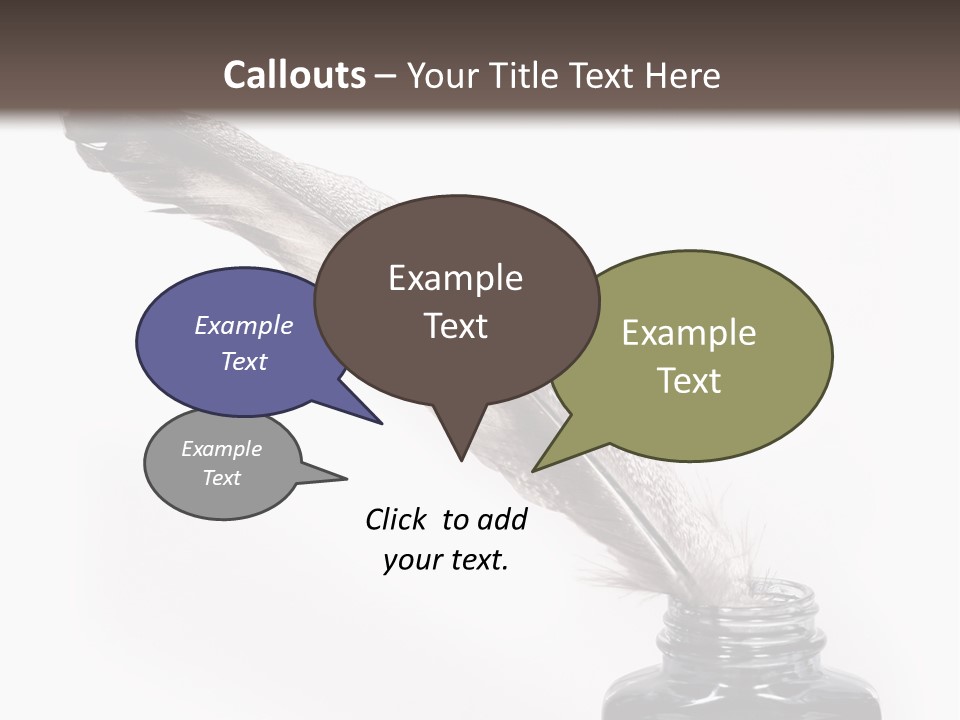 Feather Quill And Inkwell Over White Background PowerPoint Template