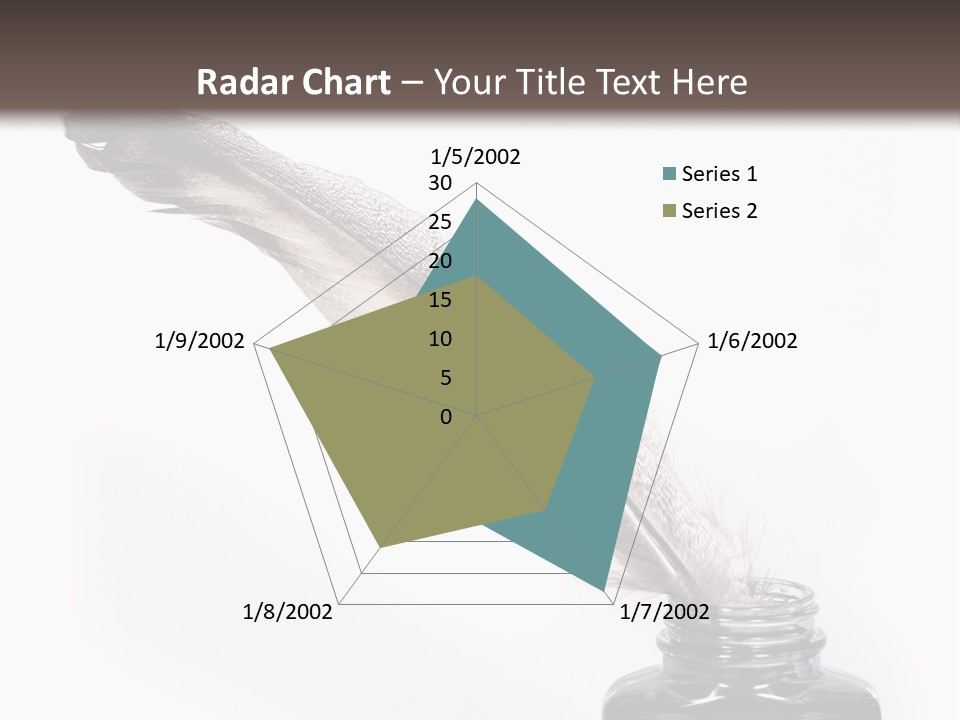 Feather Quill And Inkwell Over White Background PowerPoint Template