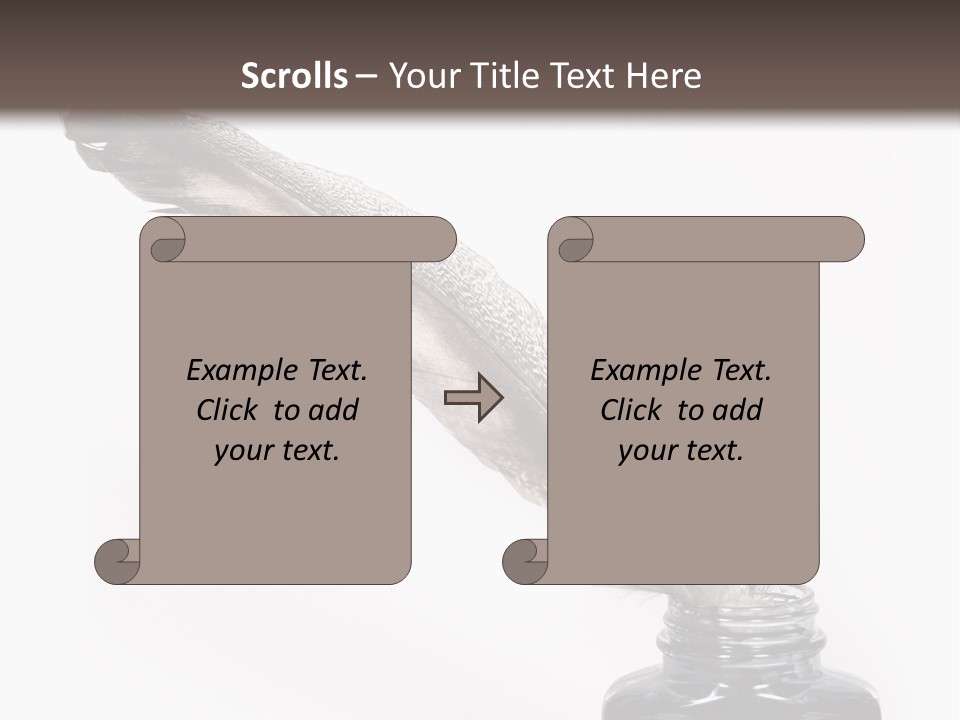 Feather Quill And Inkwell Over White Background PowerPoint Template