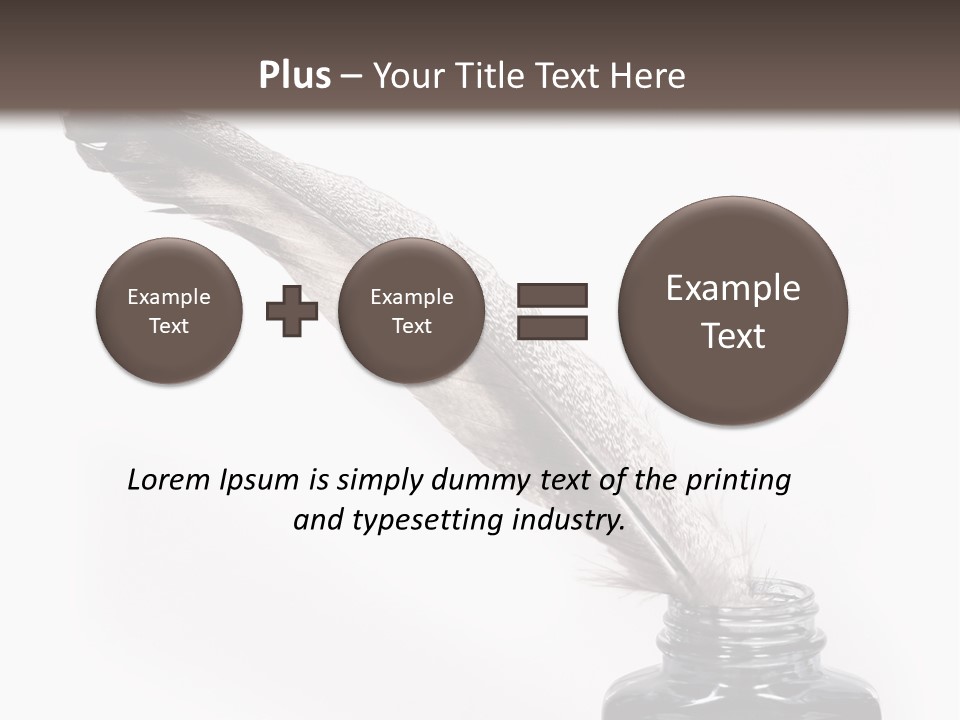 Feather Quill And Inkwell Over White Background PowerPoint Template