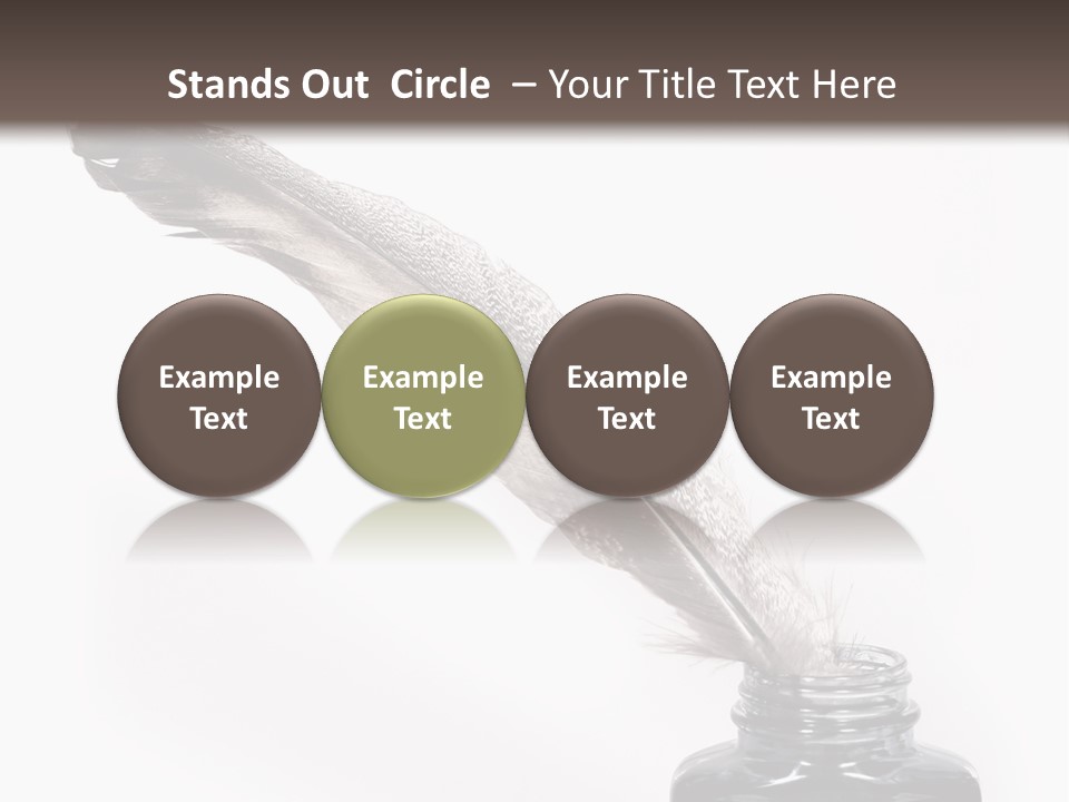 Feather Quill And Inkwell Over White Background PowerPoint Template
