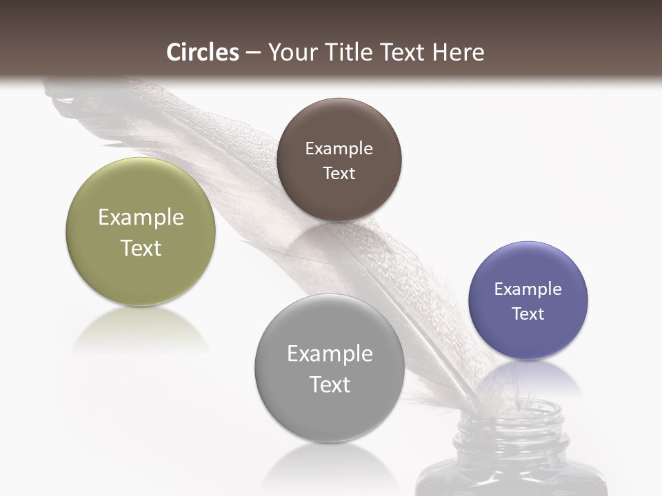 Feather Quill And Inkwell Over White Background PowerPoint Template