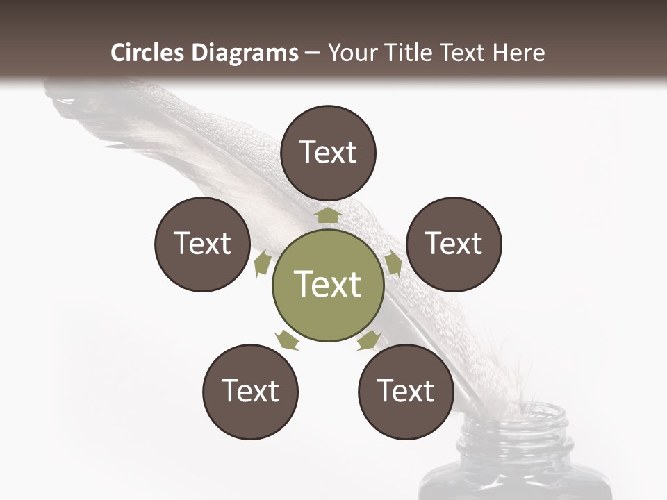 Feather Quill And Inkwell Over White Background PowerPoint Template