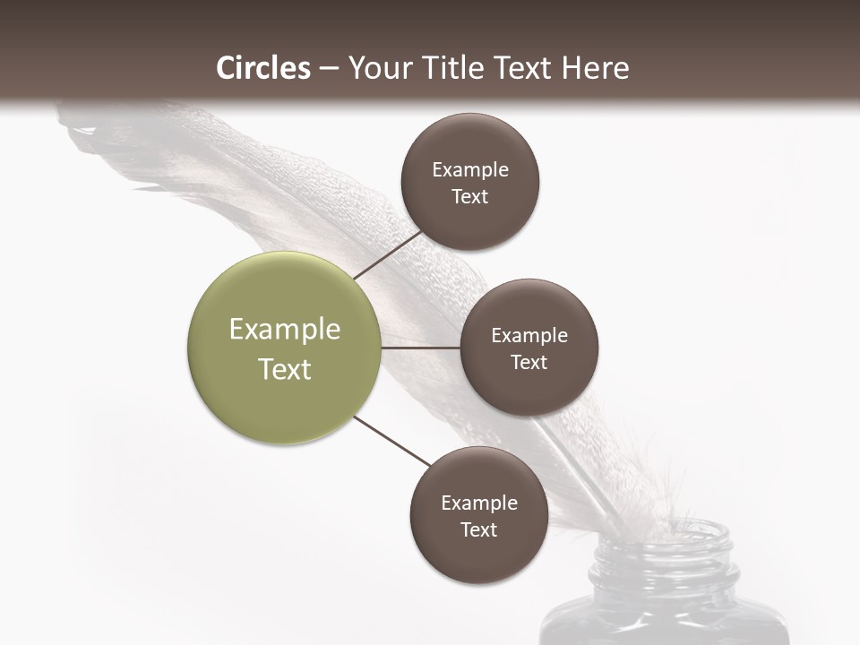 Feather Quill And Inkwell Over White Background PowerPoint Template