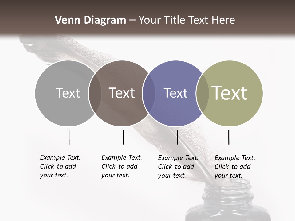 Feather Quill And Inkwell Over White Background PowerPoint Template