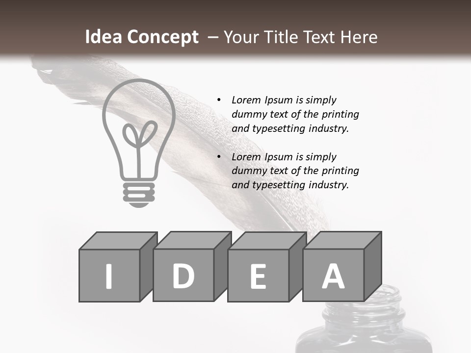 Feather Quill And Inkwell Over White Background PowerPoint Template