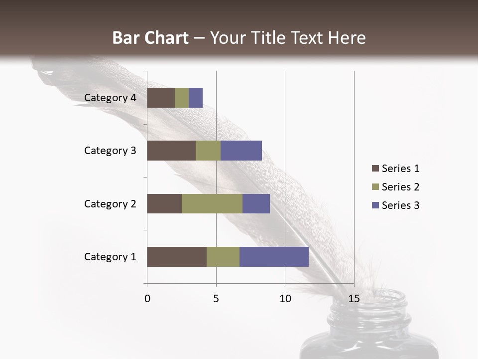 Feather Quill And Inkwell Over White Background PowerPoint Template