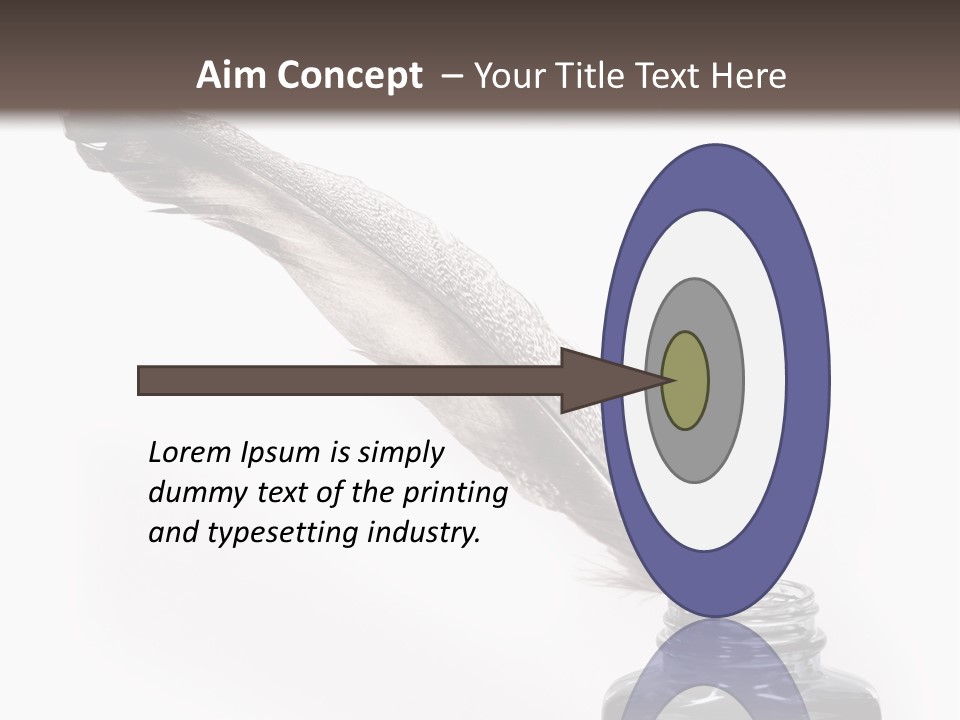 Feather Quill And Inkwell Over White Background PowerPoint Template