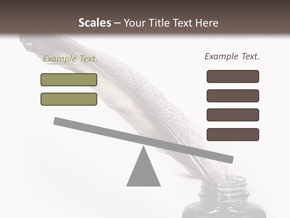 Feather Quill And Inkwell Over White Background PowerPoint Template