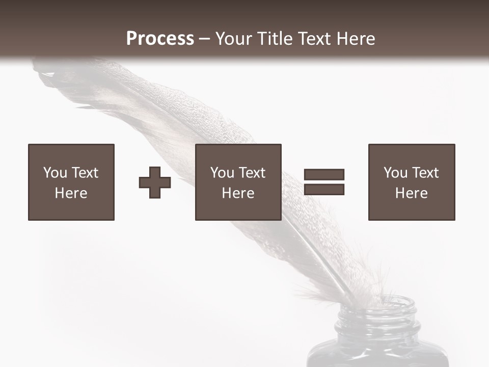 Feather Quill And Inkwell Over White Background PowerPoint Template
