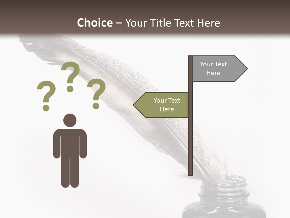 Feather Quill And Inkwell Over White Background PowerPoint Template