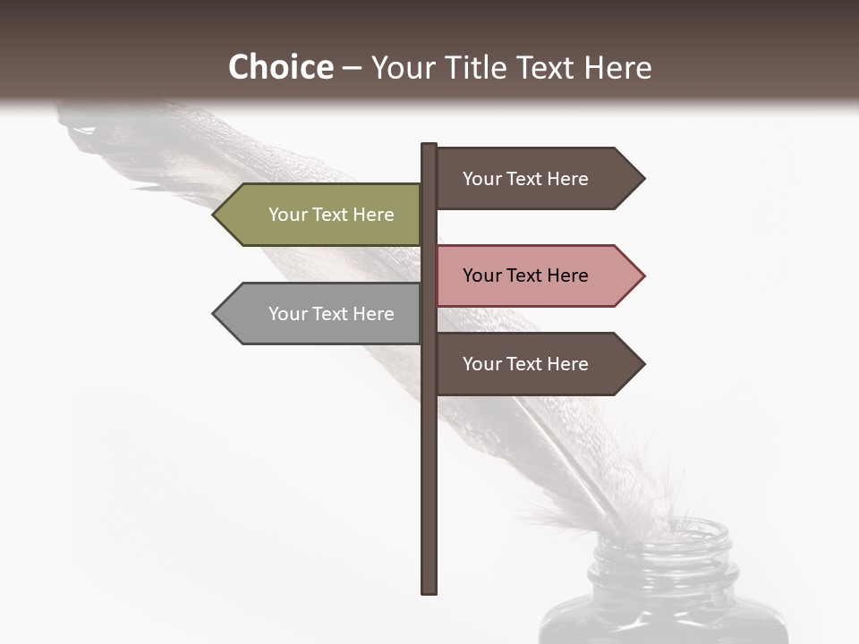 Feather Quill And Inkwell Over White Background PowerPoint Template