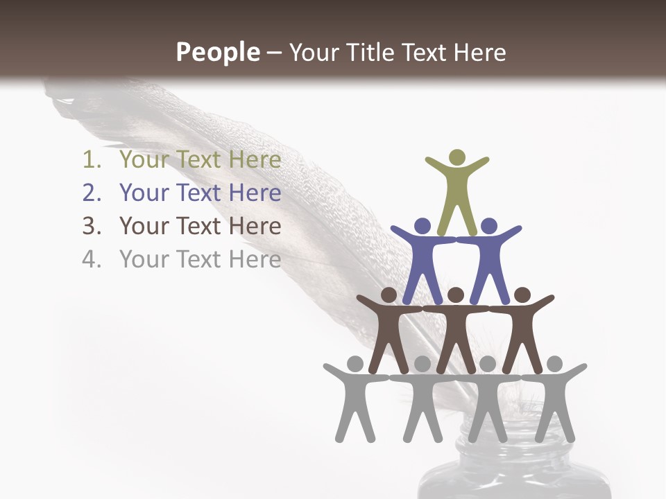 Feather Quill And Inkwell Over White Background PowerPoint Template