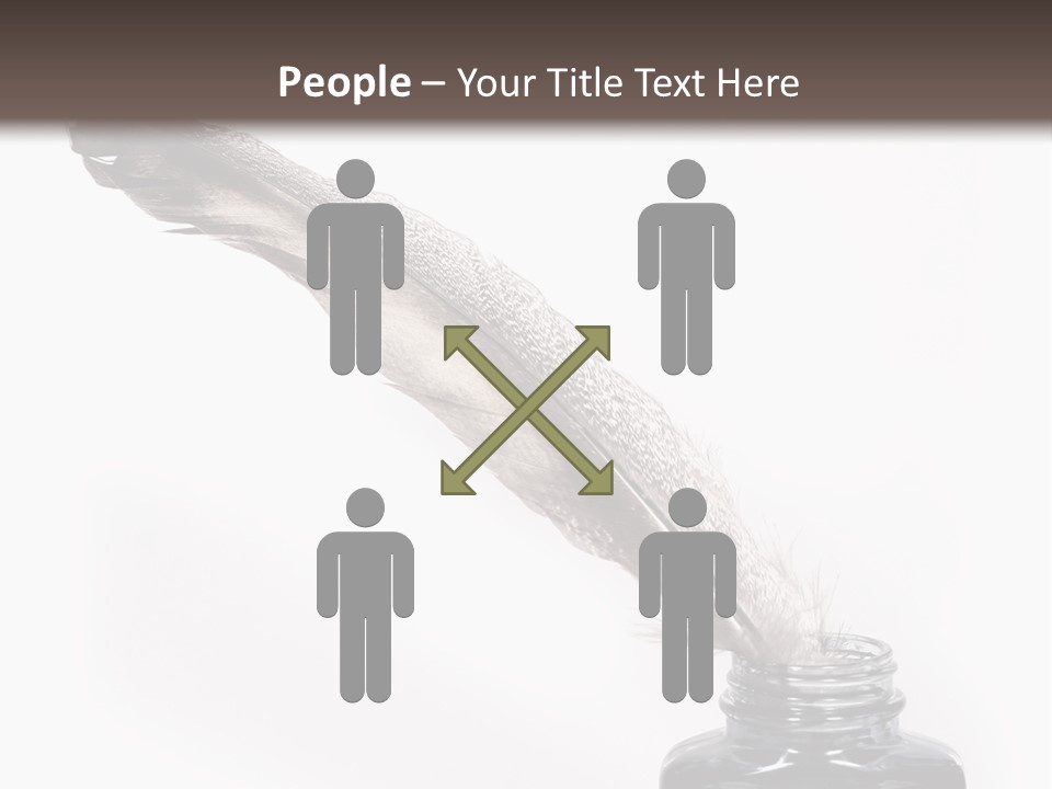 Feather Quill And Inkwell Over White Background PowerPoint Template