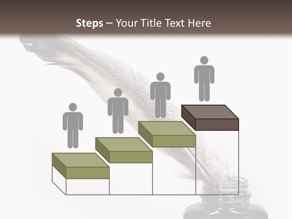 Feather Quill And Inkwell Over White Background PowerPoint Template