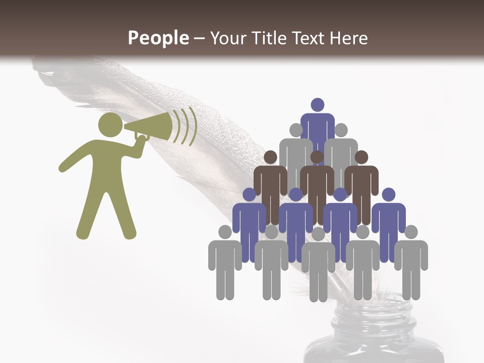 Feather Quill And Inkwell Over White Background PowerPoint Template