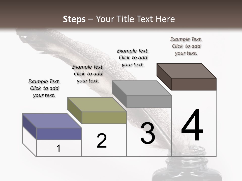 Feather Quill And Inkwell Over White Background PowerPoint Template