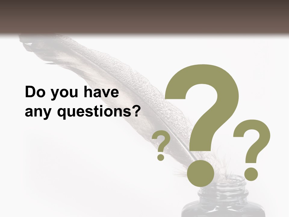 Feather Quill And Inkwell Over White Background PowerPoint Template