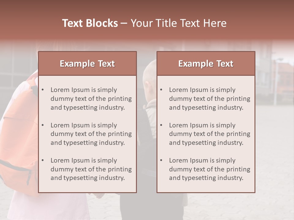 Two Elementary Students Are Going To School PowerPoint Template