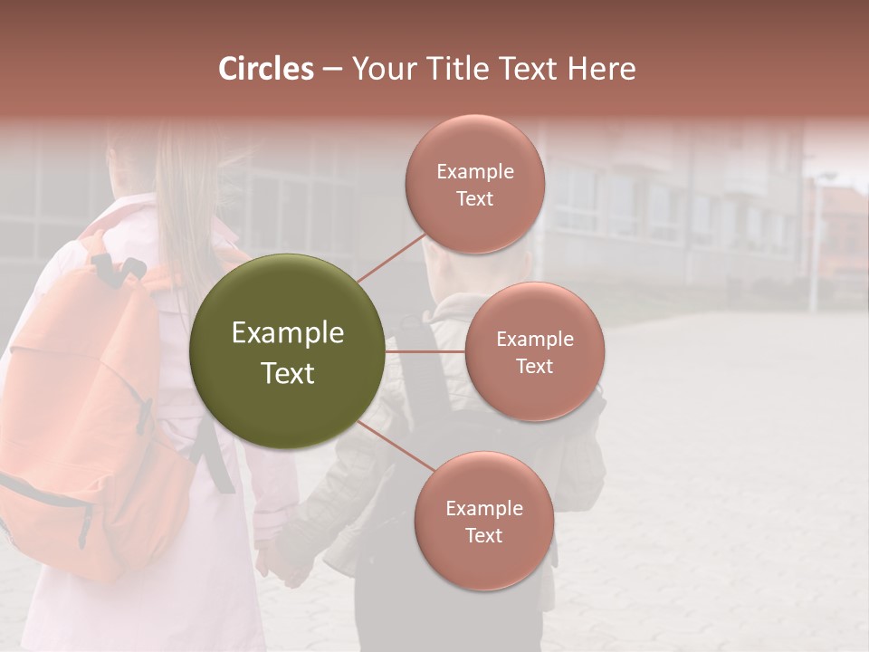 Two Elementary Students Are Going To School PowerPoint Template