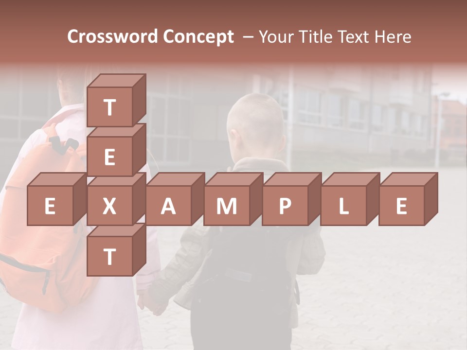 Two Elementary Students Are Going To School PowerPoint Template