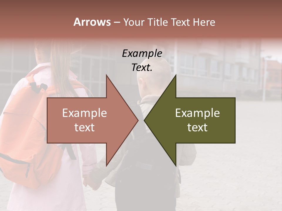 Two Elementary Students Are Going To School PowerPoint Template