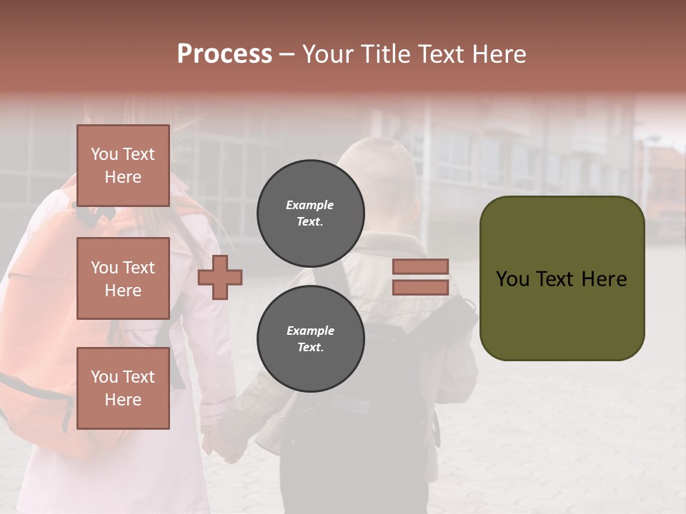 Two Elementary Students Are Going To School PowerPoint Template