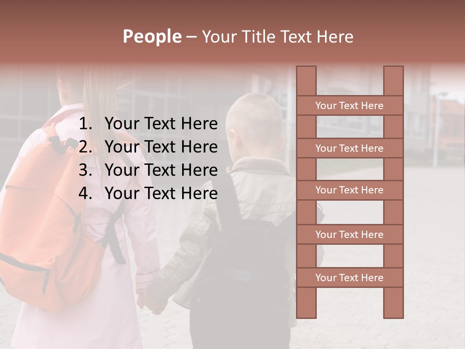 Two Elementary Students Are Going To School PowerPoint Template