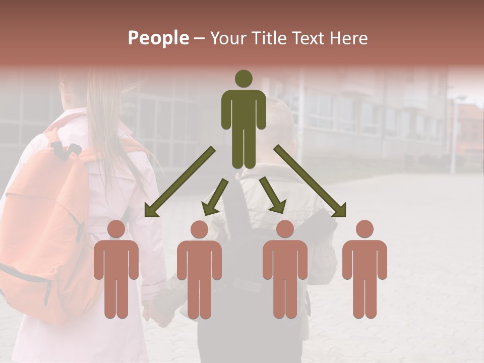 Two Elementary Students Are Going To School PowerPoint Template