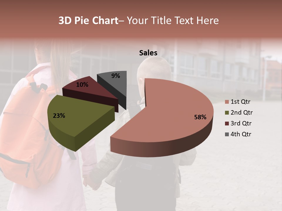 Two Elementary Students Are Going To School PowerPoint Template