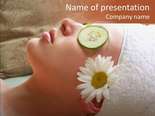 A Woman With A Cucumber On Her Face PowerPoint Template