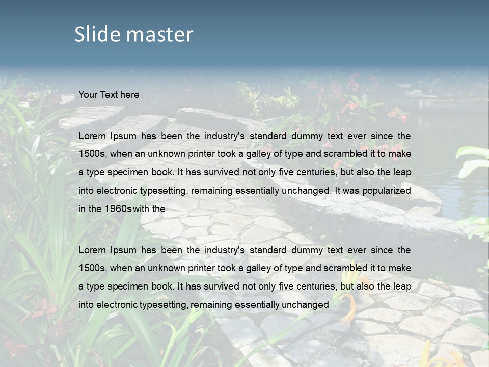 Beautiful Natural Garden With Pond PowerPoint Template