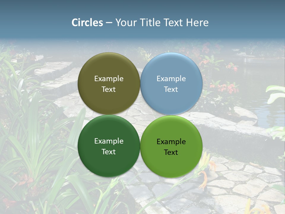 Beautiful Natural Garden With Pond PowerPoint Template