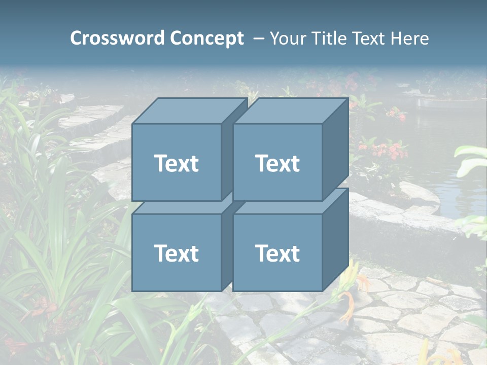 Beautiful Natural Garden With Pond PowerPoint Template
