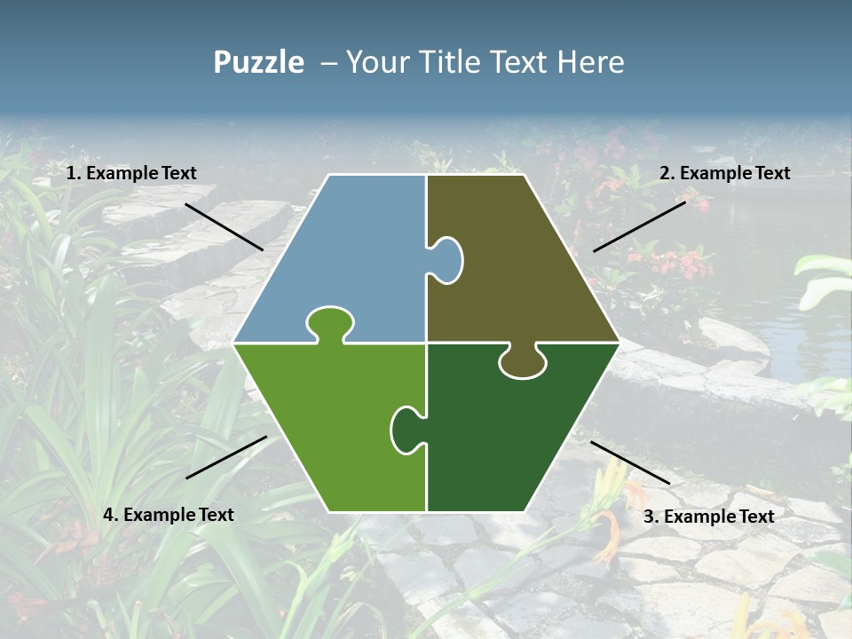 Beautiful Natural Garden With Pond PowerPoint Template