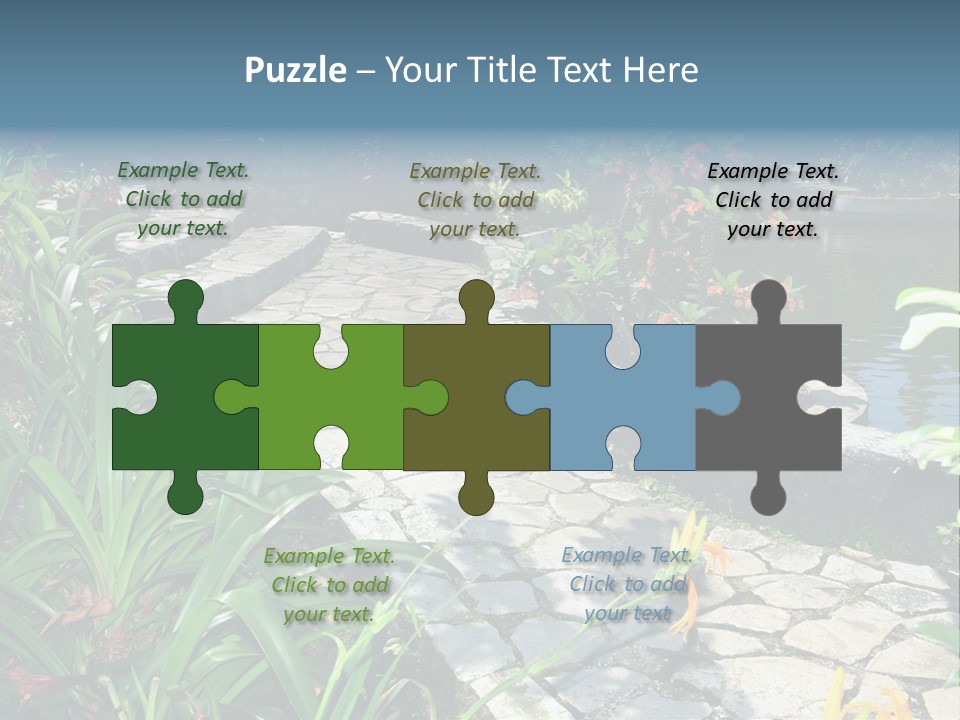 Beautiful Natural Garden With Pond PowerPoint Template