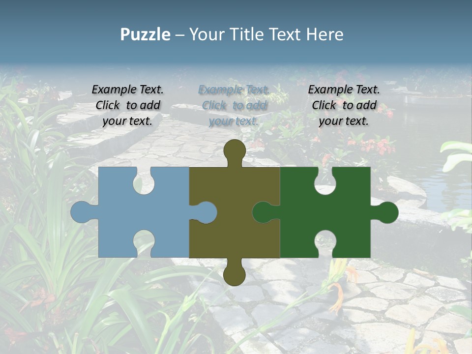 Beautiful Natural Garden With Pond PowerPoint Template