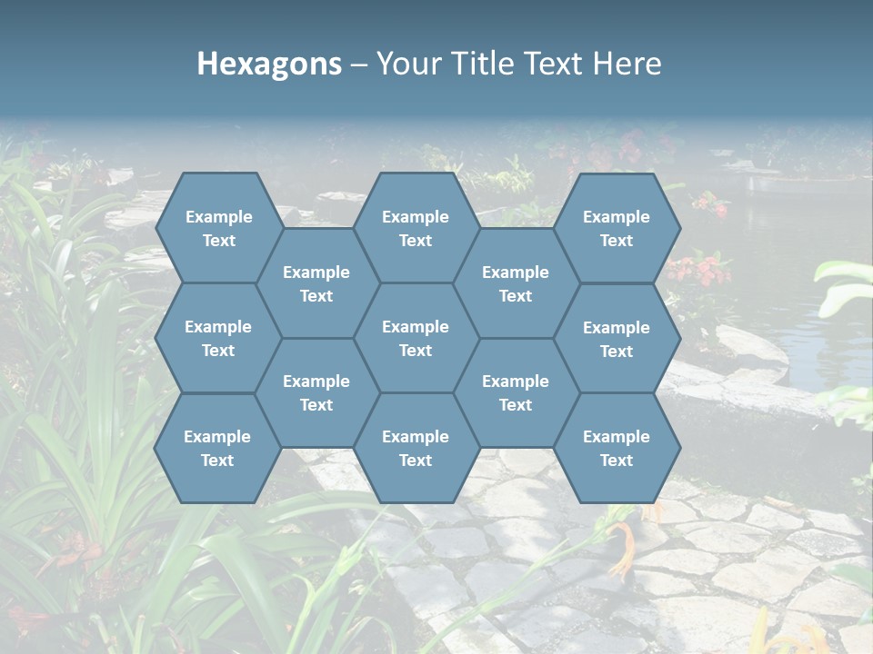 Beautiful Natural Garden With Pond PowerPoint Template